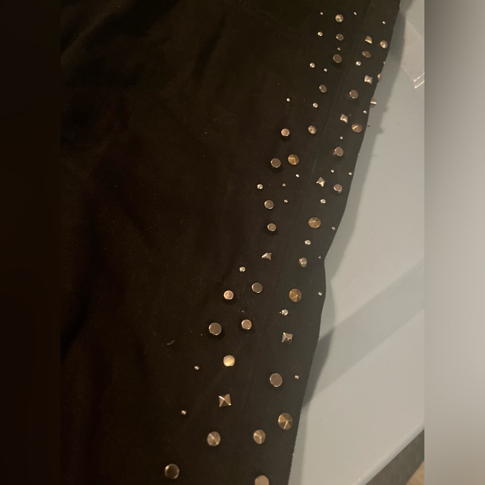 AG Adriano Goldschmeid Isabella High Rise Studded Straight Crop Jeans - Picture 4 of 6